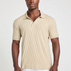Jacquard Knit Polo - Beige