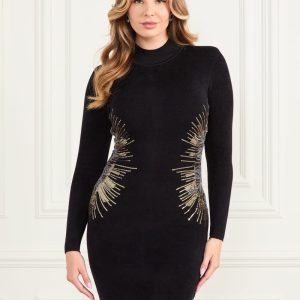 Sparkler Sequin Velour Dress - Black