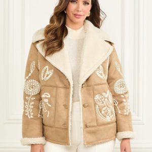 Eva Embroidered Jacket - Beige