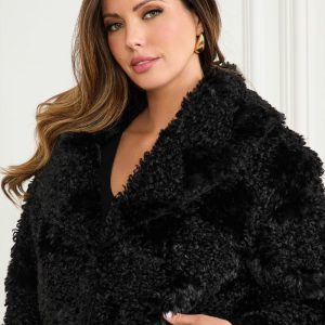 Margot Longline Faux-Fur Coat - Black