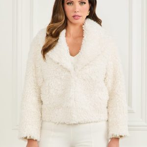 Margot Longline Faux-Fur Coat - White