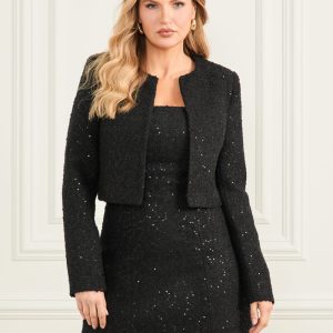 Bouclé Away Sequin Jacket - Black