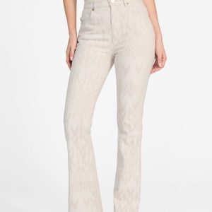 Sarah Monogram Flared Denim Pant - White