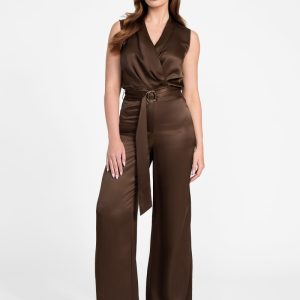 Eco Iva Belted Jumpsuit - Brown