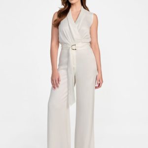 Eco Iva Belted Jumpsuit - White