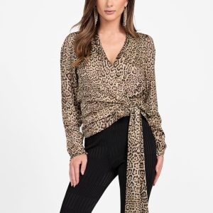 Eco Alanis Printed Wrap Blouse - Brown