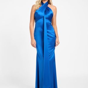 Aretha Draped Maxi Dress - Blue