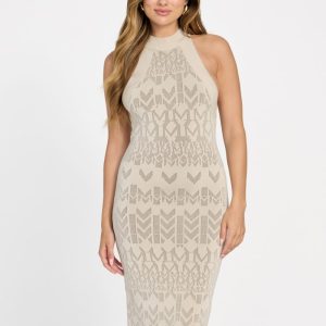 Billie Monogram Sweater Dress - Beige