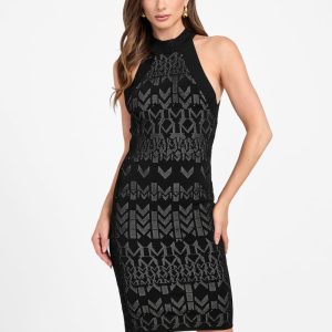 Billie Monogram Sweater Dress - Black