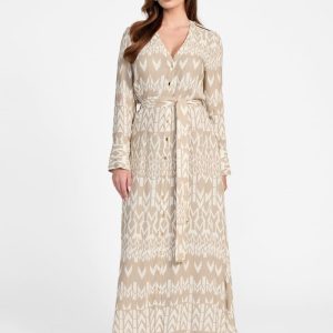 Britney Monogram Maxi Dress - Beige