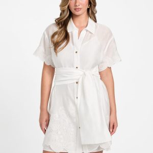 Eco Mindy Embroidered Mini Dress - White