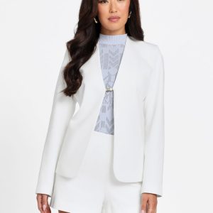 Gwen Front-Open Blazer - White