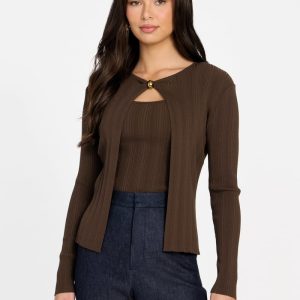 Kathleen Ribbed Sweater Set - Brown