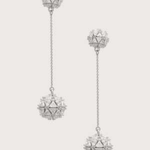 Silver-Tone Cubic Zirconia Ball Drop Earring - Silver