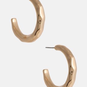 Hammered Gold-Tone Hoop Earrings - Gold