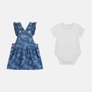 Onesie and Denim Skirt Overall Set (0-24M) - White