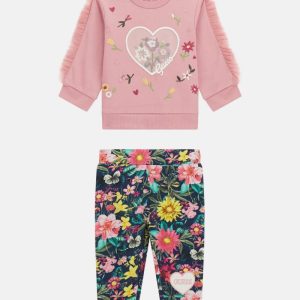 Sweatshirt and Floral Pants Set (0-24M) - Pink