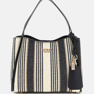 Nicolette Striped Canvas Girlfriend Satchel - Blue