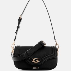Dea Mini Fold-Over Shoulder Bag - Black