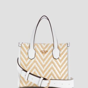 Silvana Chevron Mini Tote - White