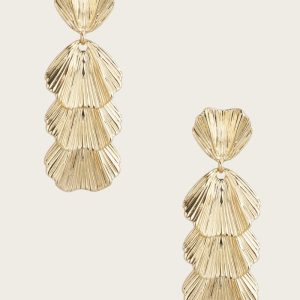 Textured Leaf Earring - Gold