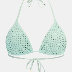 Rhinestone Triangle Bikini Top - Turquoise