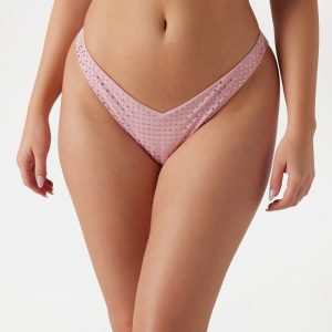 Rhinestone Brazilian Bikini Bottoms - Pink