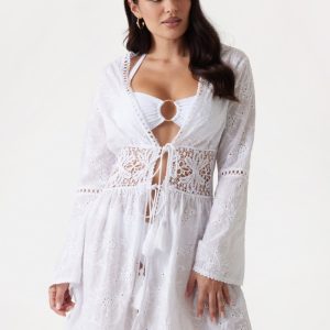 Embroidered Cotton Kimono - White