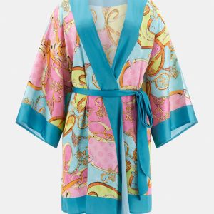 Belted Satin Kimono - MultipleColors