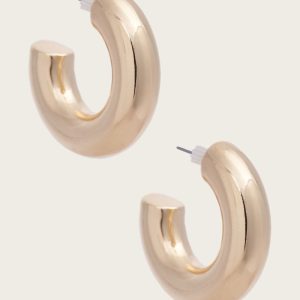 Gold-Tone Thick Hoop Earring - Gold