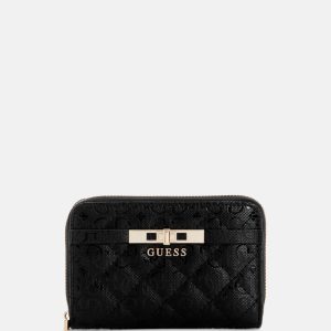 Idra Shine Medium Zip-Around Wallet - Black