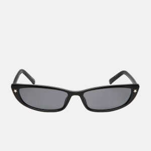 Thin Cat-Eye Sunglasses - Black