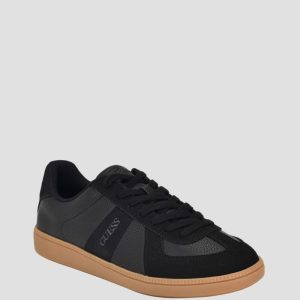 Bishan Faux-Leather Sneakers - Black