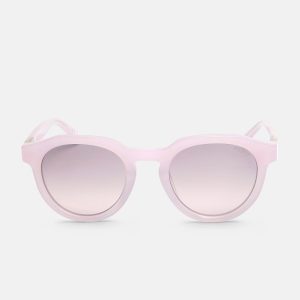 Oversized Round Plastic Sunglasses - Brown