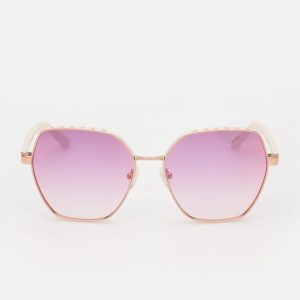 Geometric Metal Sunglasses - Pink