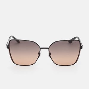 Geometric Butterfly Metal Sunglasses - Black