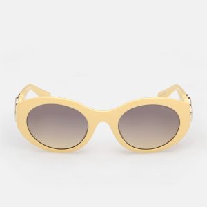 Oval Peony Plastic Sunglasses - Yellow