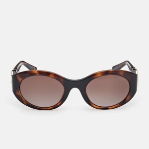 Oval Peony Plastic Sunglasses - Brown