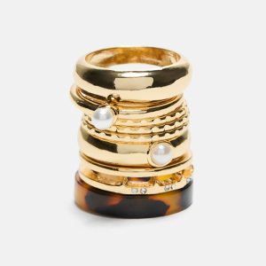 Gold-Tone Stacked Ring Set - Gold