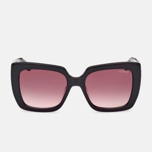 Square Logo Print Plastic Sunglasses - Black