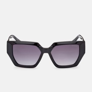 Emilia Geometric Plastic Sunglasses - Black