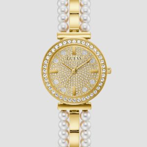 Gold-Tone Diamond and Pearl Analog Watch - Gold