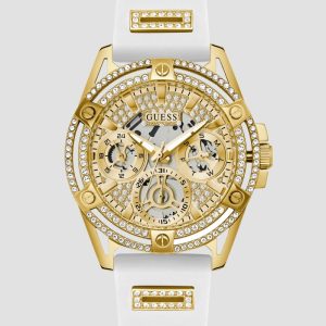 Gold-Tone and White Silicone Multifunction Watch - White