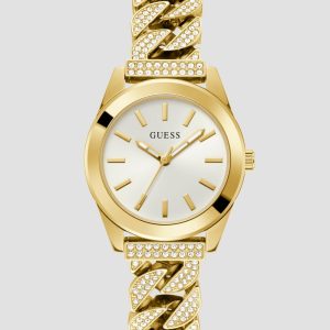 Gold-Tone Crystal Curb Chain Analog Watch - Gold