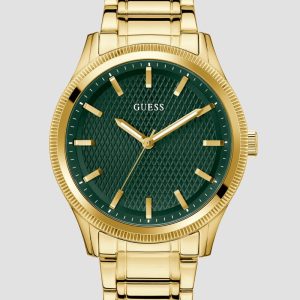 Gold-Tone and Green Analog Watch - Gold