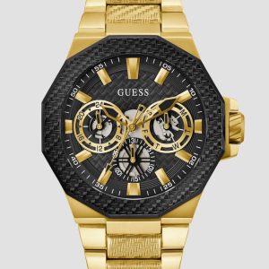 Gold-Tone and Black Textured Multifunction Watch - Gold