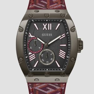 G-Cube Red Leather Multifunction Watch - Red