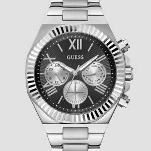 Silver-Tone and Black Multifunction Watch - MultipleColors