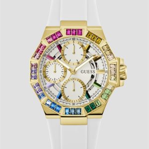 White & Gold-Tone Multifunction Watch - White