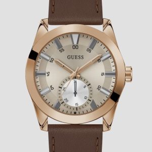 Brown Leather Multifunction Watch - Brown